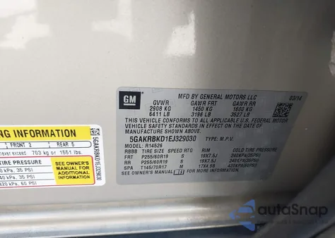 2014 Buick Enclave Leather из США, поврежденный, VIN 5GAKRBKD1EJ329030